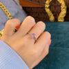 Anel clássico de seis garras de 1 quilate para transmissão ao vivo, com diamante rosa sintético e zircônia cúbica sintética para mulheres
