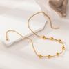 Collar Taina Europeo y Americano de Acero Inoxidable Lujo Ligero de Alta Gama Cadena Lisa para Mujer Cadena para Clavícula de Acero de Titanio con Cuentas Redondas Joyería Popular Transfronteriza