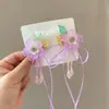 Pasador de pelo para niña coreana Pasador dulce para niña Corona súper de hada Malla de perlas Lazo Accesorios para el pelo Pinza superior de princesa