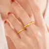 Anillo Vintage de Bambú Cepillado para Mujer, Diseño de Nicho de Lujo Ligero, Sensación de Alta Gama, Estilo Chino Nuevo, Temperamento Exquisito, Anillo Abierto Incrustado con Diamantes