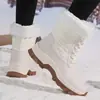 Botas de neve de cano alto 2026, botas de esqui impermeáveis, transfronteiriças, forradas com fleece para aquecimento, botas de inverno para exterior, modernas e versáteis, antiderrapantes e espessadas