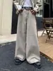 Traje de mezclilla a rayas de color bloque color café, de marca americana de moda estilo páramo, para primavera y otoño, un conjunto de ropa de páramo de nicho