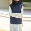 Chaleco de punto de cuello alto de lana pura transfronterizo para mujer, nueva colección otoño/invierno 2026, de cuello alto, sin mangas, estilo capa