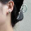 S925 agulha de prata Coreia do Sul Dongdaemun simples diamante embutido geométrico quadrado moda nicho versátil high-end design ear studs
