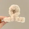 Accesorio para el cabello de pinza de tiburón marrón, de bajo volumen, esponjoso, para peinado semi-recogido, pinza grande de oso para el cabello, pinza de garra con orejas de gato y borla elegante para mujer