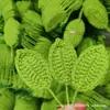 Flores de Crochê com Folhas, Flores de Lã Simuladas, Acessórios Semi-Acabados para Buquês, Suportes de Flor Folha, DIY Feito à Mão
