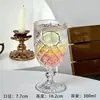 Vaso de Vidrio Grueso con Relieve Estilo Ins para Jugo, Vaso de Agua con Relieve Creativo, Taza de Té, Copa de Postre de Pie Alto para Mesa de Comedor del Hogar