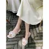Sandalias Elegantes de Verano Nuevo Estilo con Lazo Cuadrado y Una Correa 2026 Estilo Hada Tacón de Cristal Transparente Tacones Altos para Exterior para Mujer