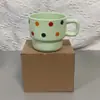 Taza Estilo Crema Taza de Cerámica Taza de Café Copa Copa con Esmalte de Color Taza Linda de Puntos Taza para Beber No