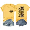 Mãe Sênior 2027 Amazon Wish Site Independente Moda Versátil Feminina Gola V Manga Curta Camiseta Transfronteiriça