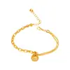 Pulsera de Campana con Cara de Animal Pulsera Dorada Pez de Madera Mágico Pulsera Guardián de la Paz Accesorios de Oro Arena Vietnamita Femeninos Joyería de Mano