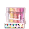 Nuevos marcadores acrílicos con forma de diamante, punta suave y con purpurina en una caja apilable, diseñados para arte y dibujo, y no traspasan el papel.