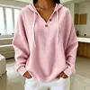 Deseo Estación Independiente de Amazon 2026 Ropa Nueva para Mujer Europea y Americana Cómoda Color Sólido Holgada Sudadera con Capucha y Cordón