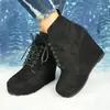 Botas Martin de mujer europeas y americanas transfronterizas de talla grande, cálidas y afelpadas, botines de invierno europeos y americanos de moda con punta redonda y tacones de cuña, al por mayor de talla grande