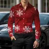 Camisa Otoño 2026 Cruzada Casual Navidad Ropa para Hombre Europea y Americana Camisa Estampada Cárdigan Camisa de Manga Larga