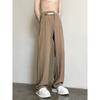 Pantalones casuales de seda de hielo para hombre, de verano, de marca de moda de alta gama, pantalones rectos verticales, pantalones de traje casuales sueltos.