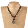 Nueva Joyería Transfronteriza Retro Estilo Playa Collar de Cuero de Vaca Collar Largo Sencillo Europeo y Americano para Hombre con Cuerda de Cuero Redonda
