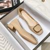 Zapatos de Cuero Genuino de un Solo Color con Tacón Grueso, Nuevos Mocasines Estilo Hada Primavera y Otoño 2026, Zapatos de Abuela Versátiles de Boca Baja con Tacón Medio, Zapatos para Mujer de Talla Grande