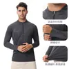 Camiseta Deportiva de Fitness con Cuello Alto y Cremallera Elástica de Secado Rápido Transpirable Ajustada para Correr Ropa de Trabajo para Hombres Top de Entrenamiento de Manga Larga