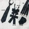 [Fantasia da Noite Profunda] # Algas Marinhas # Acessórios Combinando Uniforme Jk com Gravata Borboleta Combinando, Alça Curta e Alça Longa Suspensórios