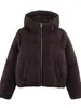 Chaqueta de Algodón con Capucha Tejida de Lana de Ocho Hilos con Cremallera Corta para Mujer 2025 Invierno Nuevo Estilo Moda Transfronteriza Europea y Americana Personalizada