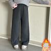 Pantalones Anchos Forrados de Felpa para Niñas Estilo Coreano Casual Modernos Gruesos Cálidos Rectos para Niños Mayores