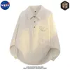 Sudadera de manga larga con cuello camisero y textura de burbujas de alta calidad de la marca NASA para hombre, top casual simple de otoño moderno
