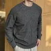 Estilo Old Money Suéter de Punto Nuevo para Hombre Otoño/Invierno, Cuello Redondo, Moderno, de Alta Gama, Color Sólido, Prenda Base, Suéter para Hombre