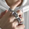 Acessórios populares europeus e americanos para homens: anéis punk exagerados, conjunto de 4 peças de anel de coração de caveira estilo gótico