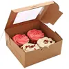 Caja de Empaque para Pastel Personalizada Caja con Ventana de Papel Kraft Caja Desechable con Ventana Caja para Pastel de Cumpleaños Cakebox