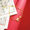 Pulseira de Ouro de Areia Vietnamita com Pérolas Incrustadas Vintage e Design de Borboleta Vazada, Joia da Moda Feminina Que Não Desbota Facilmente, Atacado