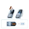 Adaptador Transparente USB3.2 Macho para Fêmea 10Gbps Ângulo Reto Formato L Transmissão 60W Cotovelo de 90 Graus Carregamento Rápido Curva Central