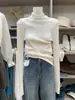 Suéter de Punto Grueso Versátil de Color Puro Nuevo Otoño e Invierno 2025 Dongdaemun Corea del Sur Camisa Base de Cuello Alto Top para Mujer