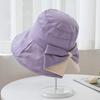Sombrero de pescador coreano de dos colores con lazo trasero dividido, Duolan Shake Tone, parte superior plana, ala grande, protector solar para mujer