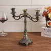 Suporte de Velas Qinggu em Liga de Zinco de Três e Cinco Braços Estilo Retro Europeu Criativo Romântico Jantar à Luz de Velas Metal Suporte de Velas para Casamento