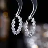 Pendientes de Cristal de Circonita Super Brillantes Pendientes de Aguja de Plata Look Adelgazante para Rostro Redondo Pendientes de Círculo Grande Circonita Brillante Pendientes Exquisitos para Mujeres