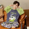Pijama infantil da moda para primavera e outono 2026 novo modelo para meninos, 100% algodão, manga longa, com desenho, estiloso, para usar em casa no outono