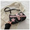 Contraste Cor Bolsa Pequena Feminina 2024 Primavera Nova Moda All-match Bolsa de ombro retro Nicho Design Bolsa elegante nas axilas