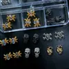 Novos acessórios de unha Halloween transfronteiriços, aranha escura, metal punk, coroa, caveira, unhas decorativas com strass