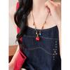 Collar de Cuerda Trenzada con Borla de Manzana Colorida de Dibujos Animados de Dopamina para Mujer, Cadena Larga para Suéter con Cuello Halter, Accesorios Lindos de Nicho
