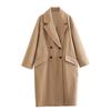 Otoño nueva ropa de mujer moderna simple doble botonadura suelta lana abrigo de longitud media 3046701