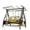 Columpio Exterior Patio Columpio Aleación de Aluminio Mecedora Balcón Ratán Hamaca Columpio para Adultos Mecedora