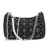 Bolso de mujer con diamantes brillantes, verano 2023, nueva moda, bolso de un solo hombro, bolso bajo el brazo, elegante bolso cuadrado pequeño con diamantes de color.