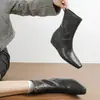 Botas Curtas Quadradas Elegantes com 5cm de Altura Interna Femininas Outono Inverno Novas Para Pessoas Baixas Emagrecedoras Melade Emagrecedoras Botas Femininas