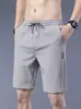 Pantalones Cortos Elásticos de Verano para Hombre, Marca de Moda, Delgados, Sueltos, Casuales, Deportivos, Pantalones de Cinco Puntos, Pantalones de Longitud Media de Moda para Hombre para la Playa