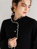 Moda 100 Cashmere Sweater Feminino Cashmere Meia Gola Alta Fivela de Pérolas Emagrecimento Pullover Puff Manga Suéter