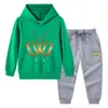 Primavera y Otoño 2023 nueva ropa infantil transfronteriza suéter con capucha para niños pantalones conjunto de dos piezas bebé algodón manga larga