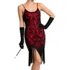Vestido de fiesta de gala vintage Gatsby transfronterizo europeo y americano de los años 1920 con flecos y lentejuelas, vestido de tirantes talla grande