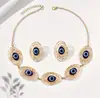 Personalidad Popular de Hip-Hop Transfronteriza Moda Creativa Geométrico Espiral Hueco Ojo Turco Azul Set de Pendientes y Collar