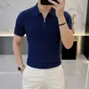 Camisa Polo de Verano 2026 Nueva de Gama Alta con Media Cremallera y Cuello Campana para Hombre, Camiseta de Punto Casual de Negocios de Manga Corta, Venta Directa